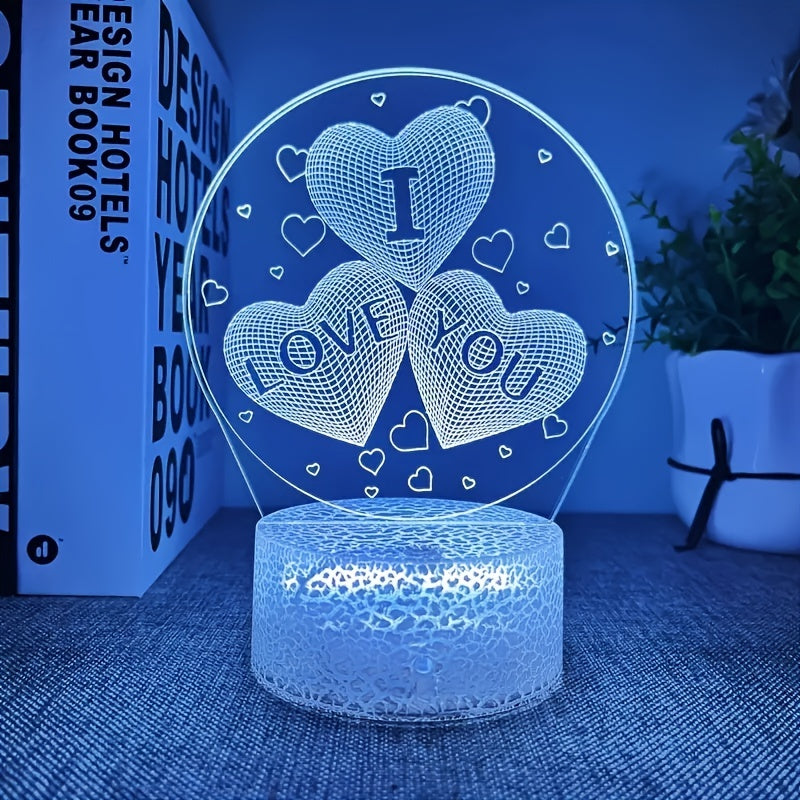 3D I Love You Illusion Lamp Night Light 16 Colors Smart Touch Remote Control