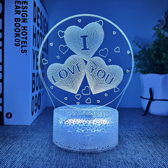 3D I Love You Illusion Lamp Night Light 16 Colors Smart Touch Remote Control