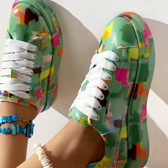 Colorful Print Thick Bottom Sneakers Lightweight Non slip Shoes