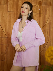 Striped 2-Piece Set Shirt & Shorts Outfit for Women
