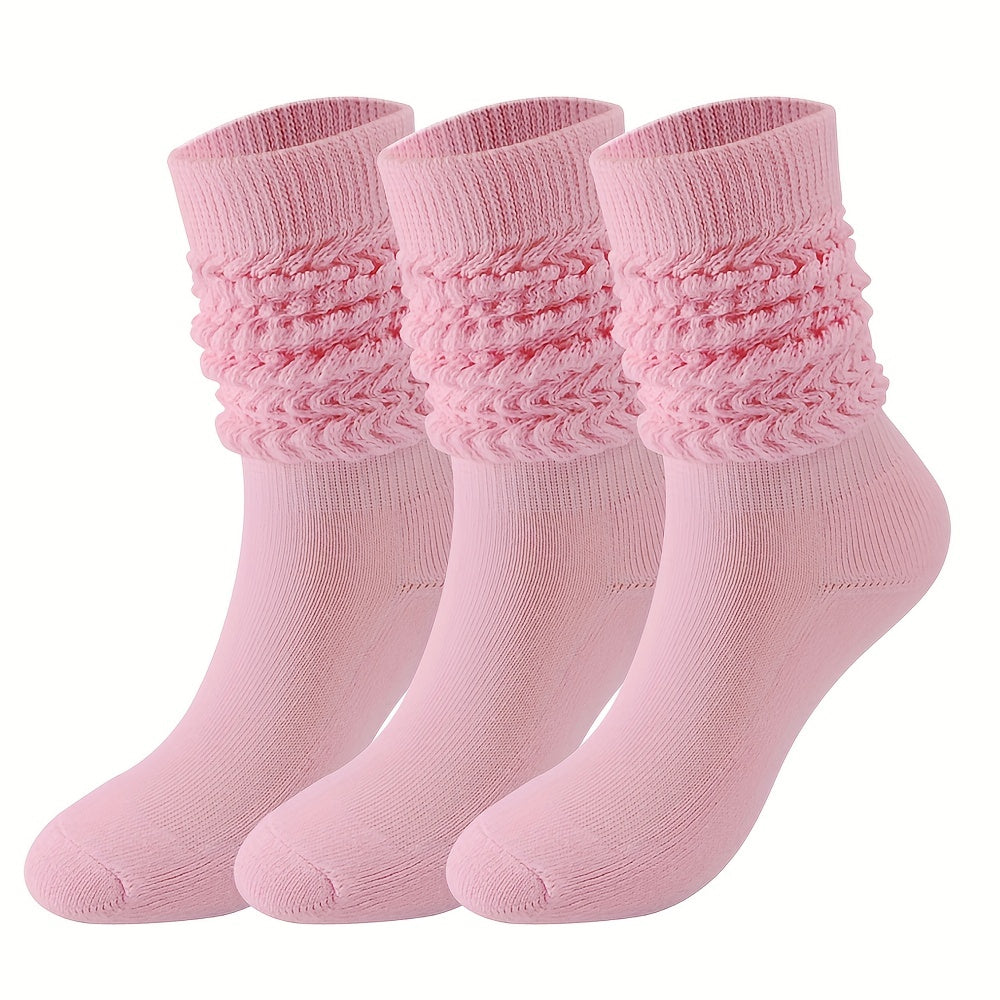 3 Pairs Casual Mid Calf Socks Warm Breathable Thick