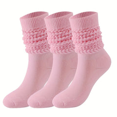 3 Pairs Casual Mid Calf Socks Warm Breathable Thick