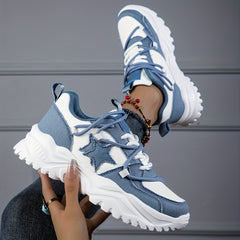 Women's Star Pattern Platform Sneakers Low Top Sport Shoes