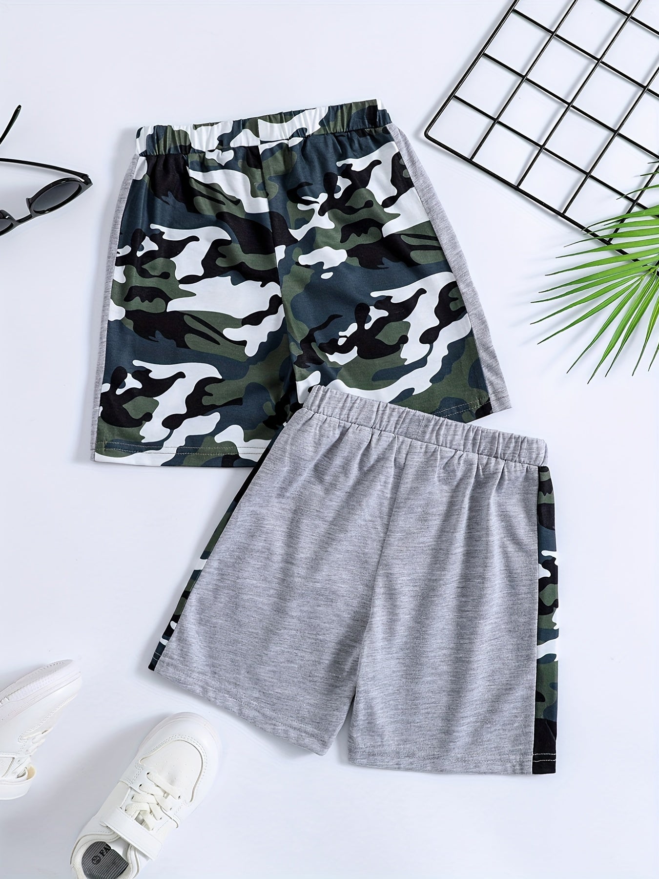 Boys Camo Comfort Shorts Quick Dry Drawstring Outdoor Wear