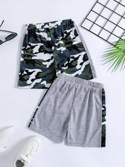 Boys Camo Comfort Shorts Quick Dry Drawstring Outdoor Wear