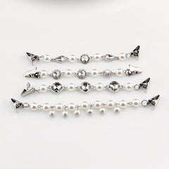 Vintage Faux Pearl Rhinestone Shawl Cardigan Brooch Pin