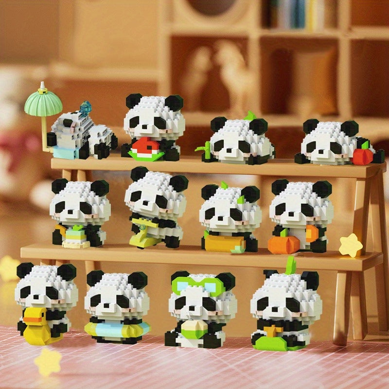 12pcs Panda Blocks Building Set - Ideal Gift for Halloween, Thanksgiving