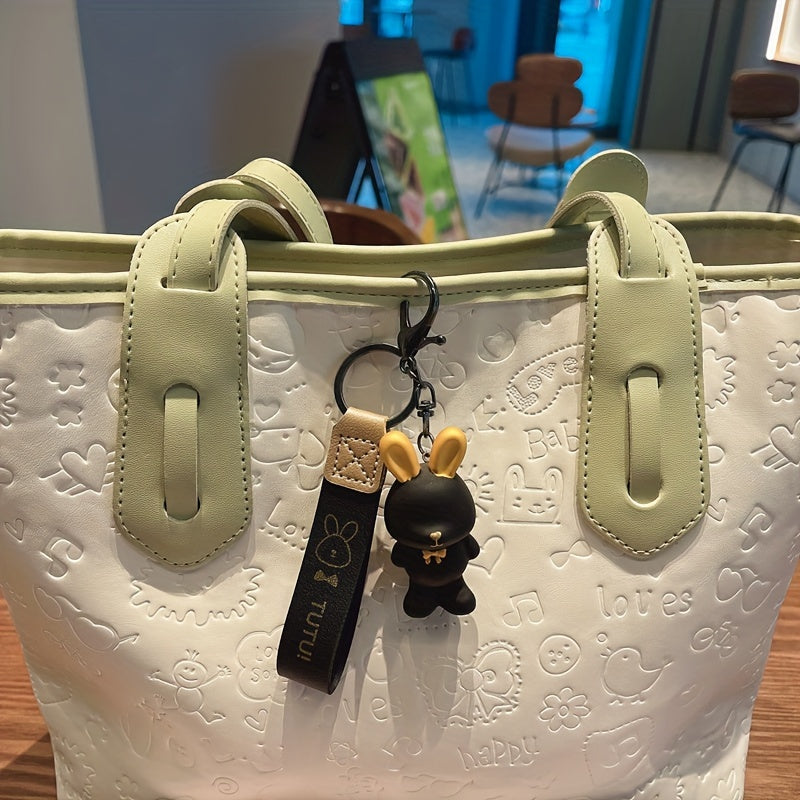 Rabbit Doll Pendant Silicone Keychain for Car Bag Decoration