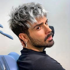Silver Gray Gradient Men's Wig