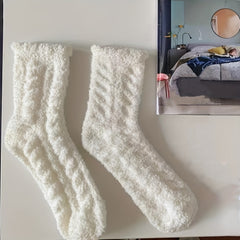 7 Pairs Fuzzy Mid Tube Socks Women's Stockings