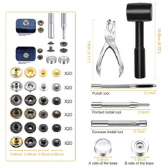 120pcs Leather Snap Fasteners Kit Metal Button Snaps Press Studs Set