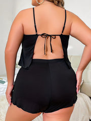 Tie Back Backless Cami Top & Cut Out Shorts Pajama Set