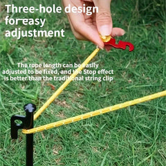 4pcs Tent Canopy Pull Rope Buckle Aluminum Alloy Three-eye Open Rope Buckle