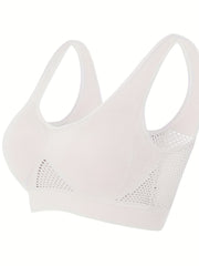 Plus Size Breathable Seamless Wireless Mesh Sports Bra