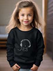 Girls Cartoon Character Pattern Crew Neck Sweatshirt
