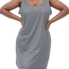 Stripe Print Round Neck Tank Sleep Dress