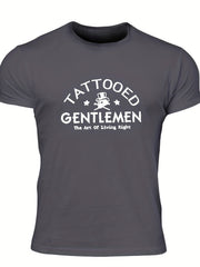 Tattooed Gentlemen Men's Letter Print T shirt Casual Crew Neck Tee