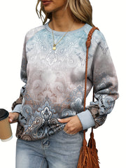 Women's Allover Print Pullover Sweatshirt