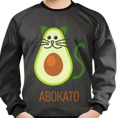 Avocado Cat Pattern Sweatshirt For Kids Long Sleeve Pullover