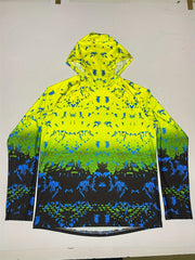 Men's Block Long Sleeve Hoodie With Mask Anti UV Sunscreen Fishing Shirt