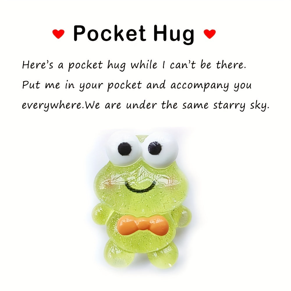 Pocket Hug Resin Animal Decoration with Encouraging Greeting Card