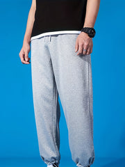Men's Classic Cotton Blend Joggers Solid Drawstring Pants