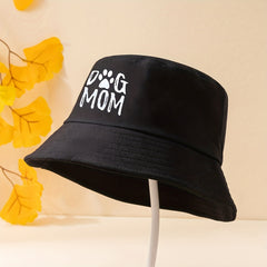 Cotton Bucket Hat Dog Mom Print Lightweight Sunscreen