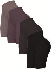 High Waist Biker Shorts Women's Activewear Solid Color Sports Shorts