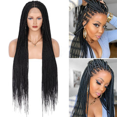 91 44 Cm Long Braided Synthetic Wigs Box Braided Knotless Cornrow Long Hair