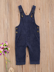 Newborn Baby Girl Overall Dress Plain Adjustable Strap Pocket Suspender Dress