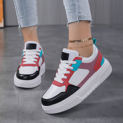 Women's Lace Up Chunky Sneakers Lightweight Non slip Skate Shoes