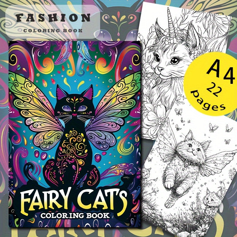 Fairy Cat Coloring Book 22 Pages Thick Paper Creative Halloween