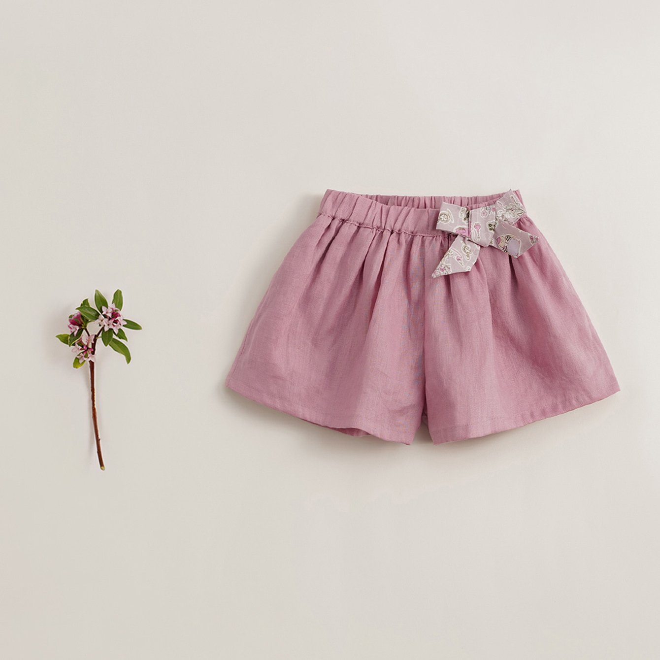 MARC&JANIE Girls Bow Wide Leg Linen Shorts Kids Summer Clothes