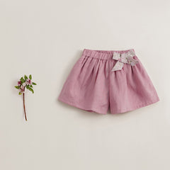 MARC&JANIE Girls Bow Wide Leg Linen Shorts Kids Summer Clothes