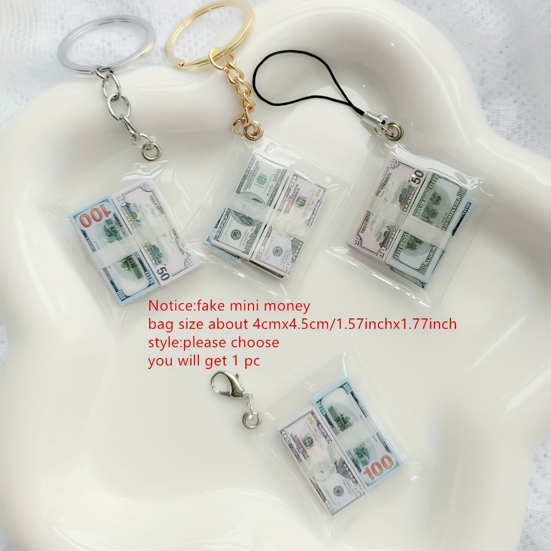 Mini Money Stack Bag Keychain Keyring Gift For Children Kids Accessories