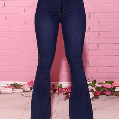 High Waist Button Fly Flared Leg Jeans Women's Plus Size