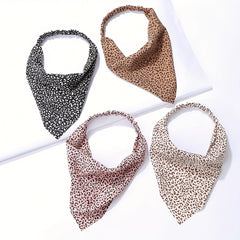 4pcs Leopard Print Bandanas Triangle Scarf Headband Classic Kerchief
