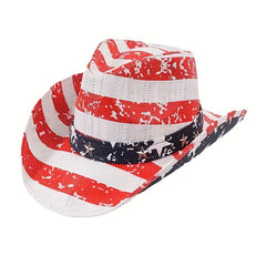 Graffiti Print Cowboy Hat Unisex Block Straw Jazz Hat Red Fedora Cap