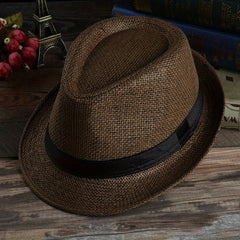 Men Straw Woven Sunshade Breathable Hat Sunscreen Sun Hat Jazz Hat