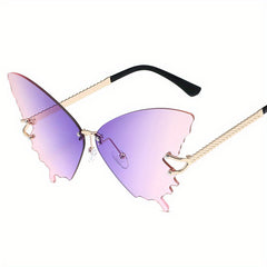 Rimless Butterfly Sunglasses Gradient Lens UV400