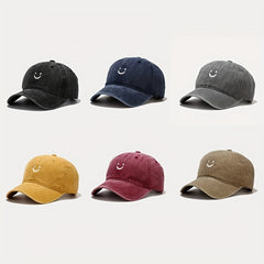 Smile Face Embroidered Adjustable Baseball Cap for Outdoor Sport