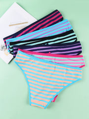 6 Pcs Striped Bow Tie Briefs Comfy Stretchy Intimates Panties