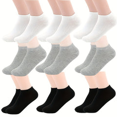 9pairs Unisex Gray Mixed Boat Ankle Socks for Girls Boys