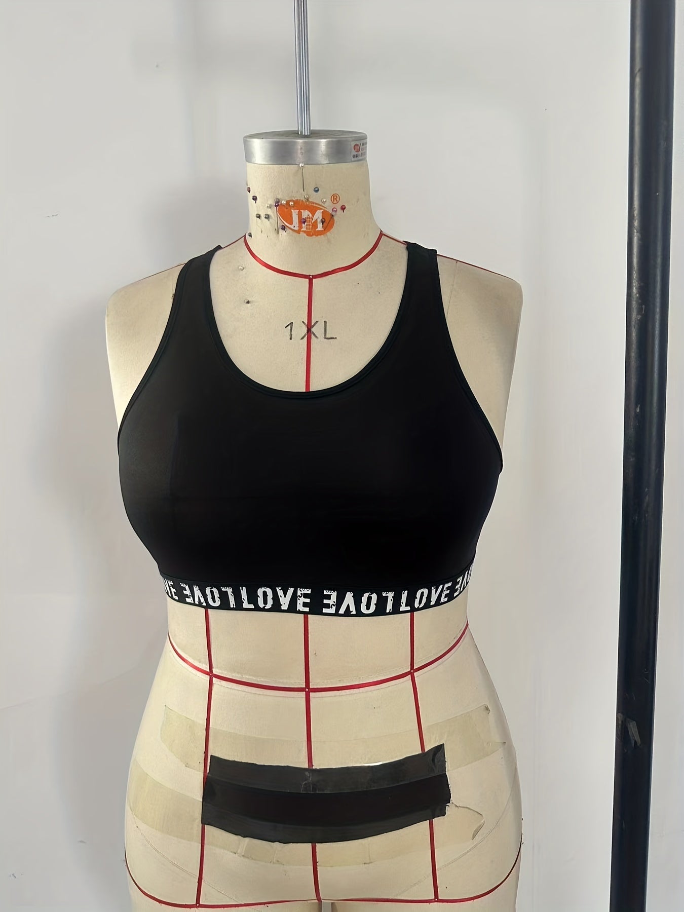 Sports Bra Women's Plus Letter Tape Racer Back Comfort Bralette