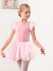 Cotton Sequin Ruffle Trim Leotard for Girls