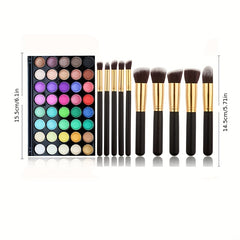 40 Colors Eyeshadow Palette Matte Rainbow Tone Cosmetics with 10pcs Brushes