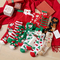 15 Pairs Christmas Print Socks Comfy & Fuzzy Warm Women's Stockings