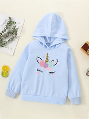 Girls Unicorn Print Hoodie Long Sleeve Sweatshirt