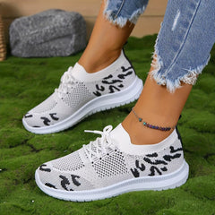 Women's Knit Sneakers Lace-Up Shoes Lightweight Running Shoes