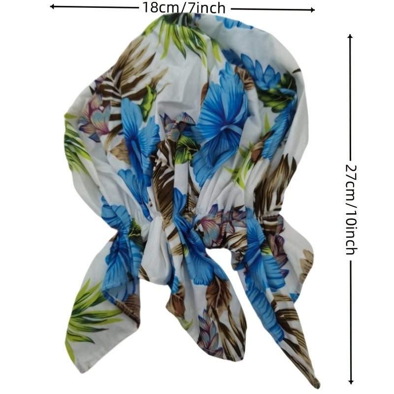 Flower Print Triangle Turban Cap Cotton Bandana Women Head Wrap
